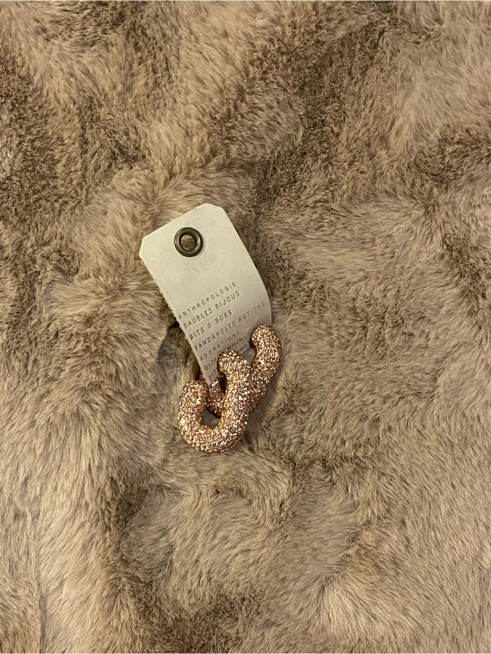 ANTHROPOLOGIE CHUNKY CABLE HOOP EARRINGS SHIMMER ROSE GOLD STATEMENT JEWELRY